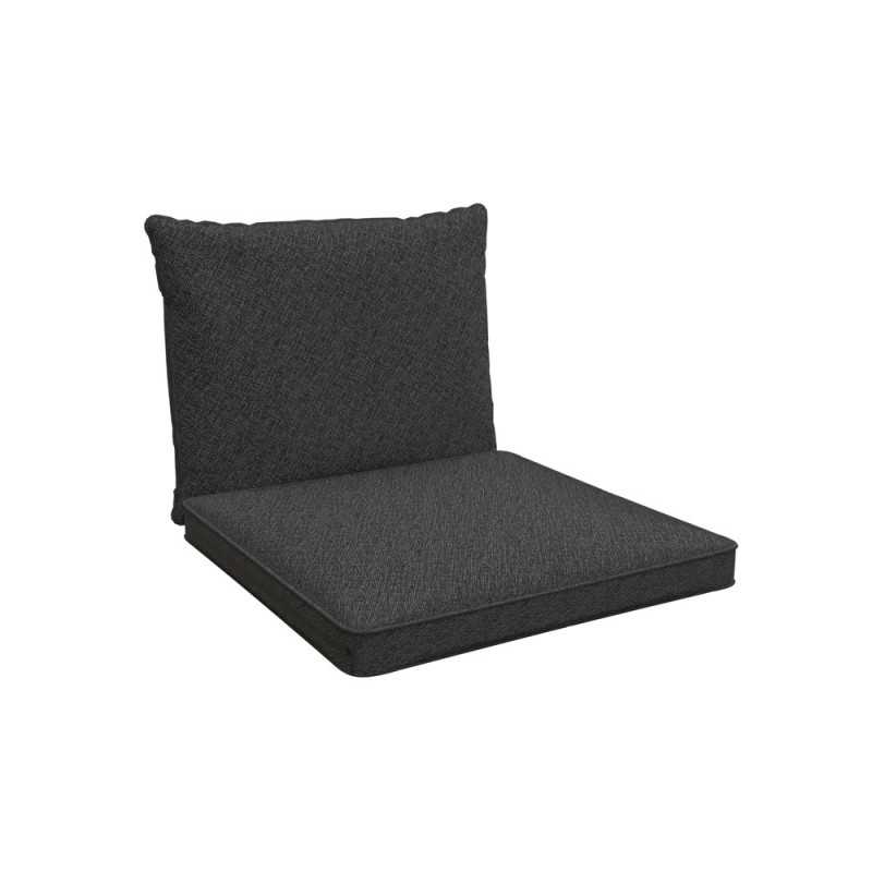 Cojines para sillas, cojines para muebles de ratán, Set de 2 Cojines: asiento 40x40x5 cm + respaldo 50x40x15 cm, Antracita