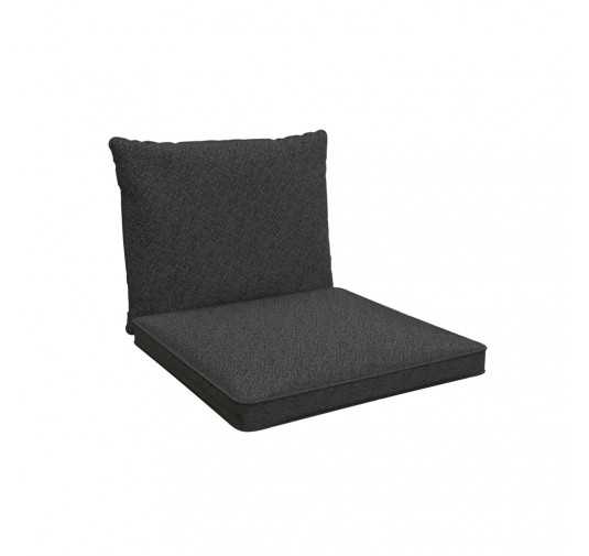 Cojines para sillas, cojines para muebles de ratán, Set de 2 Cojines: asiento 40x40x5 cm + respaldo 50x40x15 cm, Antracita