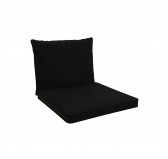 Cojines para sillas, cojines para muebles de ratán, Set de 2 Cojines: asiento 40x40x5 cm + respaldo 50x40x15 cm, Negro