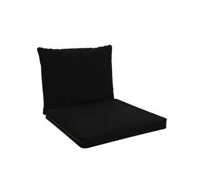 Cojines para sillas, cojines para muebles de ratán, Set de 2 Cojines: asiento 70x70x5 cm + respaldo 70x40x15 cm, Negro