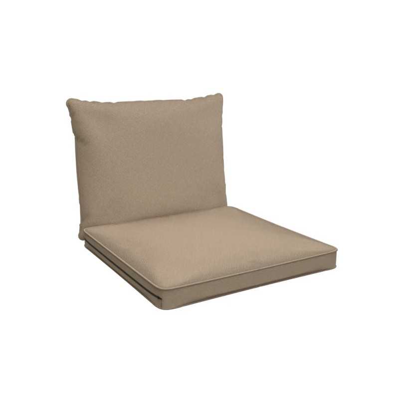 Cojines para sillas, cojines para muebles de ratán, Set de 2 Cojines: asiento 40x40x5 cm + respaldo 50x40x15 cm, Beige