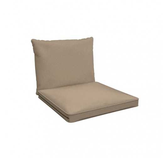 Cojines para sillas, cojines para muebles de ratán, Set de 2 Cojines: asiento 40x40x5 cm + respaldo 50x40x15 cm, Beige