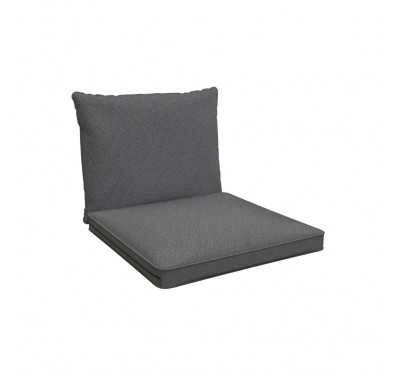 Cojines para sillas, cojines para muebles de ratán, Set de 2 Cojines: asiento 40x40x5 cm + respaldo 50x40x15 cm, Gris