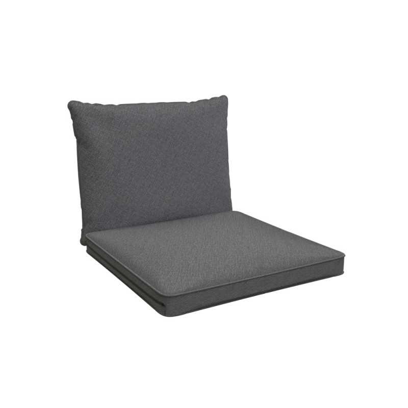 Cojines para sillas, cojines para muebles de ratán, Set de 2 Cojines: asiento 40x40x5 cm + respaldo 50x40x15 cm, Gris