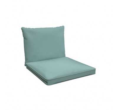 Cojines para sillas, cojines para muebles de ratán, Set de 2 Cojines: asiento 40x40x5 cm + respaldo 50x40x15 cm, Azul