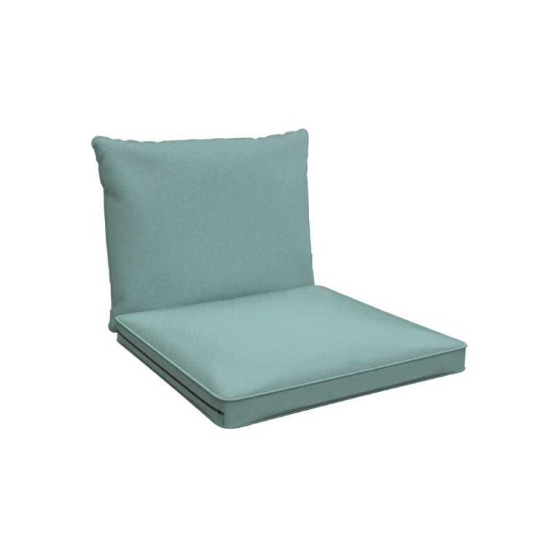 Cojines para sillas, cojines para muebles de ratán, Set de 2 Cojines: asiento 40x40x5 cm + respaldo 50x40x15 cm, Azul