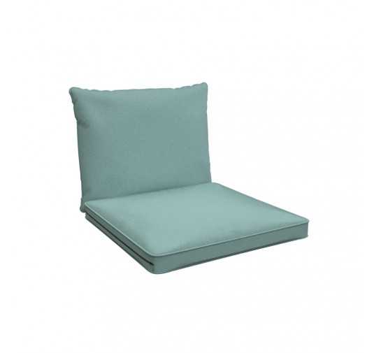 Cojines para sillas, cojines para muebles de ratán, Set de 2 Cojines: asiento 40x40x5 cm + respaldo 50x40x15 cm, Azul