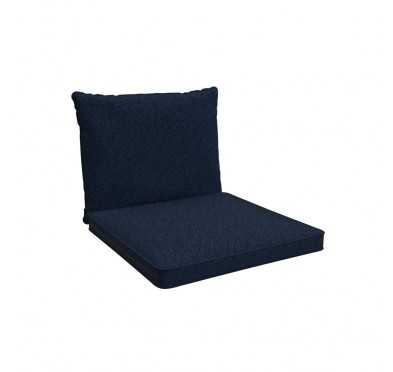 Cojines para sillas, cojines para muebles de ratán, Set de 2 Cojines: asiento 40x40x5 cm + respaldo 50x40x15 cm, Azul Oscuro