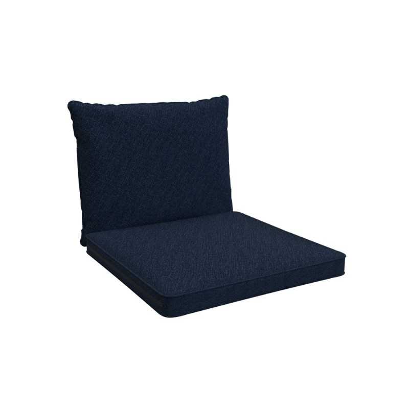 Cojines para sillas, cojines para muebles de ratán, Set de 2 Cojines: asiento 40x40x5 cm + respaldo 50x40x15 cm, Azul Oscuro