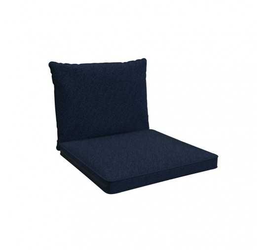 Cojines para sillas, cojines para muebles de ratán, Set de 2 Cojines: asiento 40x40x5 cm + respaldo 50x40x15 cm, Azul Oscuro