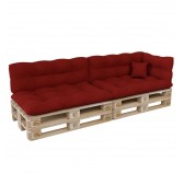 Set de 6 Cojines para Palets, 2x 120x80 + 2x 120x40 + 60x40 + 40x40 Acolchado, Rojo