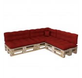 Set de 8 Cojines para Palets, 3x 120x80 + 3x 120x40 + 60x40 + 40x40 Acolchado, Rojo