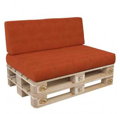 Set de 2 Cojines para Palets, 120x80 cm + 120x40 cm, Naranja