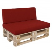 Set de 2 Cojines para Palets, 120x80 cm + 120x40 cm, Rojo