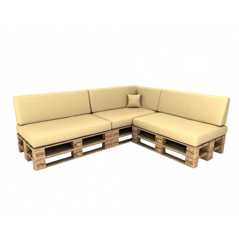 Set de 8 Cojines para Palets Impermeables 120x80 + 120x40 Beige