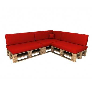 Set de 8 Cojines para Palets Impermeables 120x80 + 120x40 Rojo