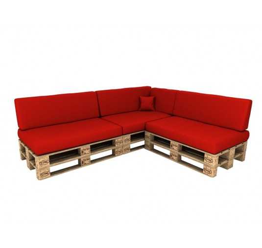 Set de 8 Cojines para Palets Impermeables 120x80 + 120x40 Rojo