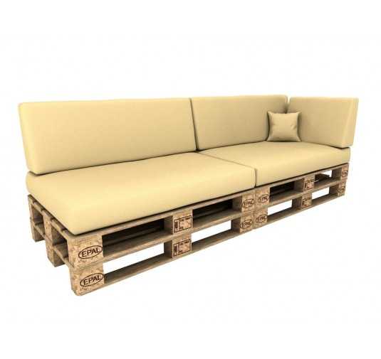 Set de 6 Cojines para Palets Impermeables 120x80 + 120x40 Beige