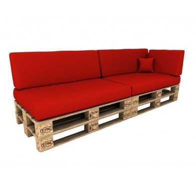 Set de 6 Cojines para Palets Impermeables 120x80 + 120x40 Rojo