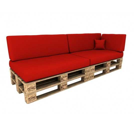 Set de 6 Cojines para Palets Impermeables 120x80 + 120x40 Rojo