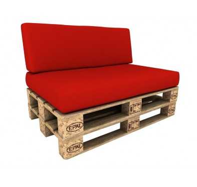 Set de 2 Cojines para Palets Impermeables 120x80 + 120x40 Rojo