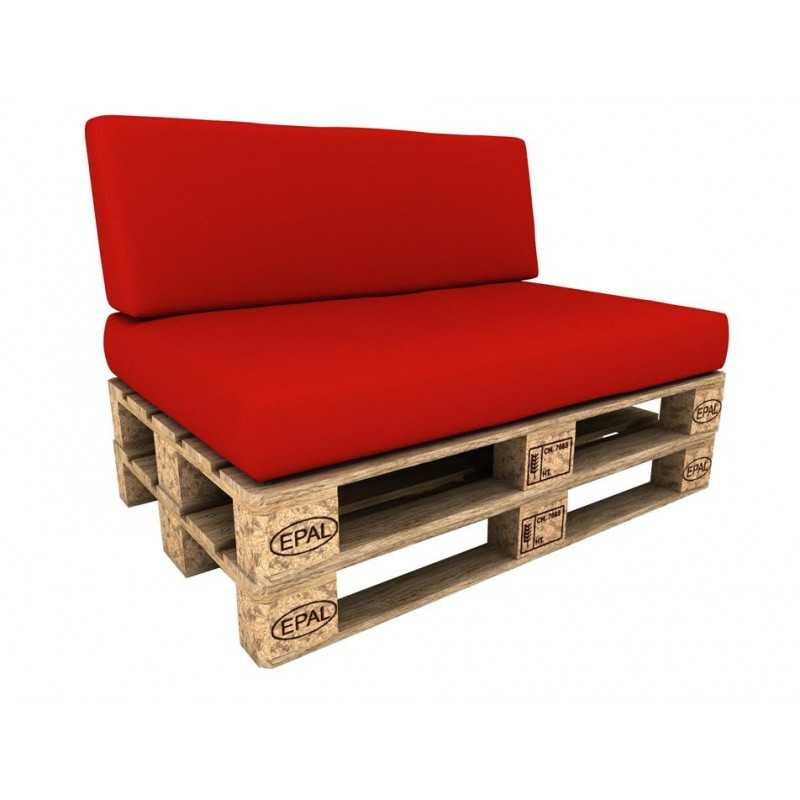 Set de 2 Cojines para Palets Impermeables 120x80 + 120x40 Rojo