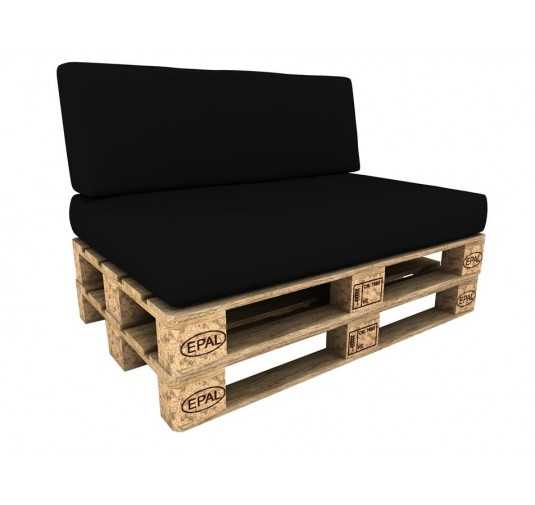 Set de 2 Cojines para Palets Impermeables 120x80 + 120x40 Negro