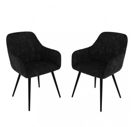 Sillas de comedor, sillas tapizadas, sillas de salón, sillones tapizados, 2 piezas, negro