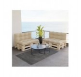 Set de 2 Cojines Acolchados para Palets 120x80 + 120x40 Beige