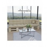 Set de 6 Cojines Acolchados para Palets 120x80 + 120x40 Beige