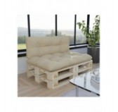 Set de 2 Cojines para Palets - Asiento 120x60 cm + Respaldo 120x60 cm, Acolchado, Beige