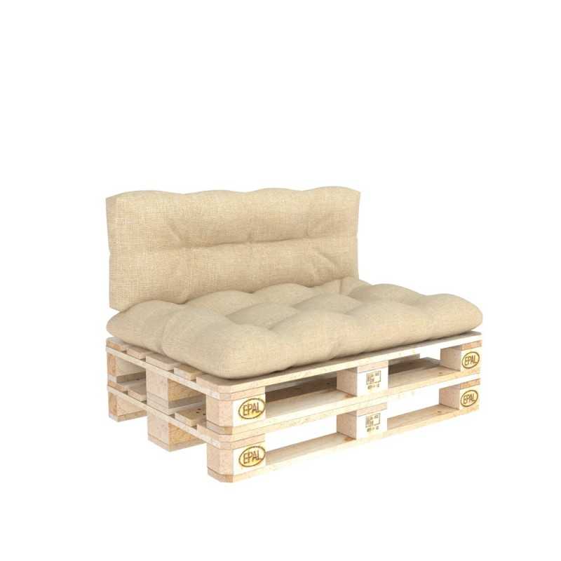 Set de 2 Cojines Acolchados para Palets 120x80 + 120x40 Beige