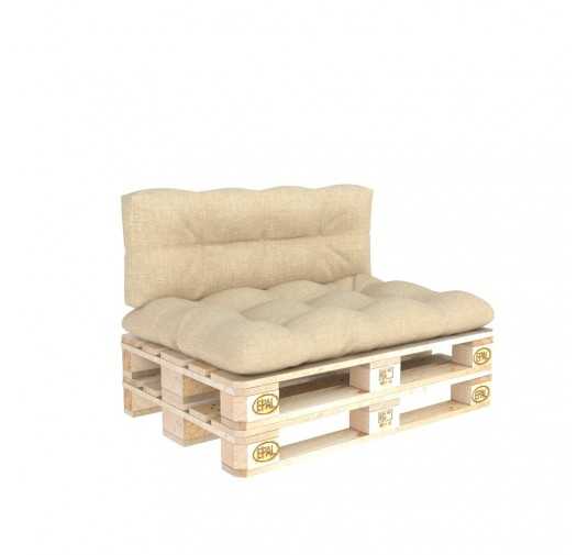 Set de 2 Cojines Acolchados para Palets 120x80 + 120x40 Beige