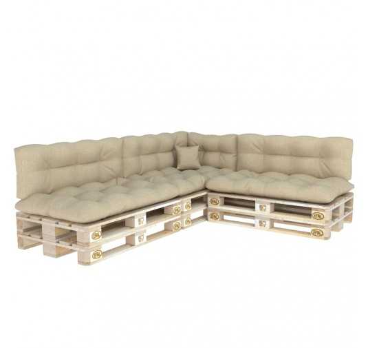 Set de 8 Cojines Acolchados para Palets 120x80 + 120x40 Beige