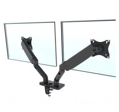 Brazo doble para monitor, soporte para 2 pantallas compatible con VESA, ajuste de resorte de gas