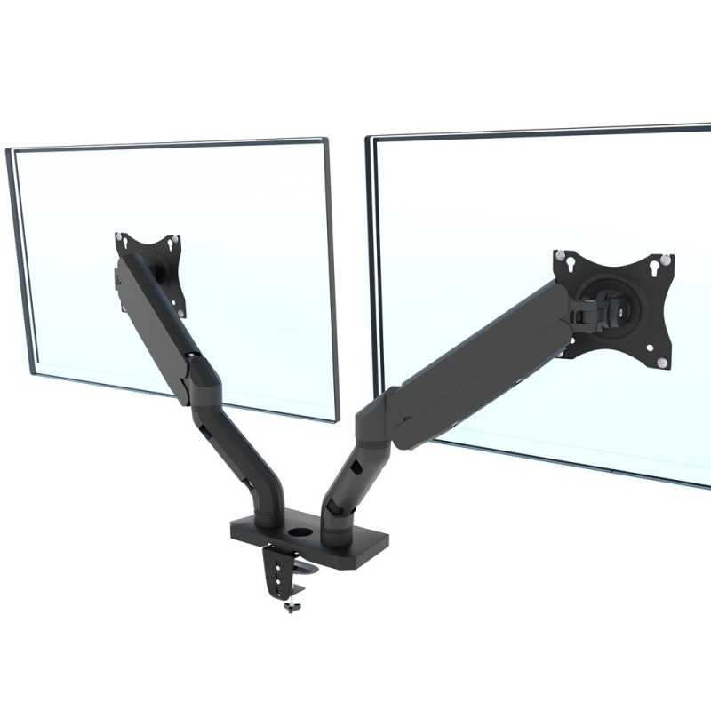 Brazo doble para monitor, ajuste neumático