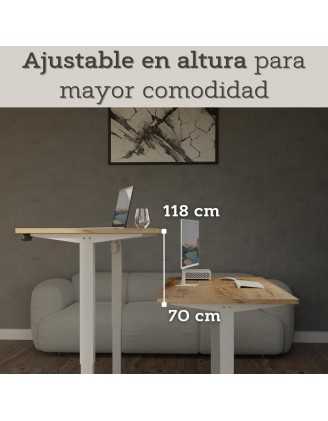 Escritorio elevable con marco blanco y tablero de Roble Craft 160x80