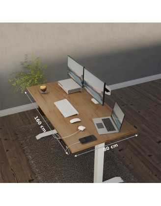 Escritorio elevable con marco blanco y tablero de Roble Craft 160x80