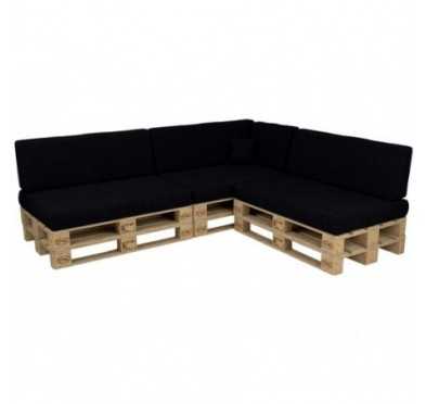 Set de 8 Cojines para Palets 120x80 + 120x40 Negro