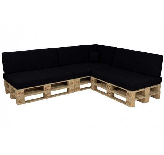 Set de 8 Cojines para Palets 120x80 + 120x40 Negro