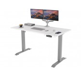 Escritorio elevable con marco plateado y tablero de Blanco 175x80