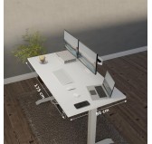 Escritorio elevable con marco plateado y tablero de Blanco 175x80