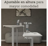 Escritorio elevable con marco plateado y tablero de Gris Claro 140x60 Escritorio elevable con marco plateado y tablero de Gris Claro 140x60
