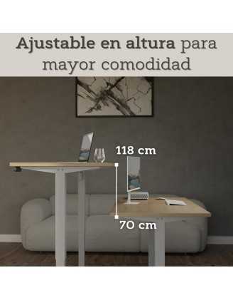 Escritorio elevable con marco plateado y tablero de Roble Sonoma 120x60