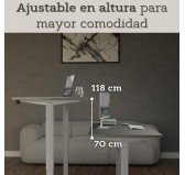 Escritorio elevable con marco plateado y tablero de Gris 140x70 Escritorio elevable con marco plateado y tablero de Gris 140x70