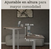 Escritorio elevable con marco plateado y tablero de Roble Davos 120x60 Escritorio elevable con marco plateado y tablero de Roble Davos 120x60