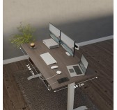 Escritorio elevable con marco plateado y tablero de Roble Davos 120x60 Escritorio elevable con marco plateado y tablero de Roble Davos 120x60