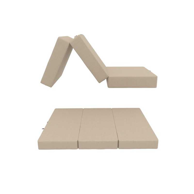 Colchón Plegable para Camping, Viaje, para Invitados 80x195x15 Beige