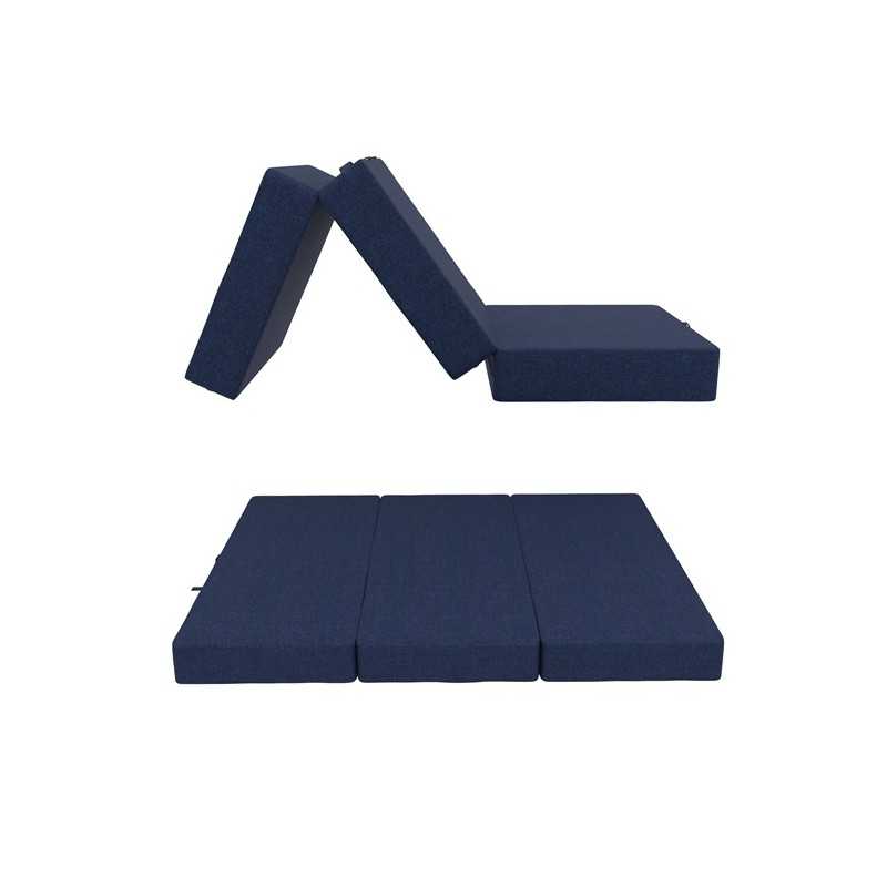 Colchón Plegable para Camping, Viaje, para Invitados 140x195x15 Azul Oscuro