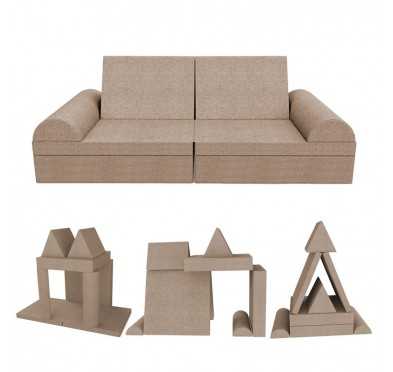 Sofá modular creativo para niños, set de 6 con medio rodillo beige